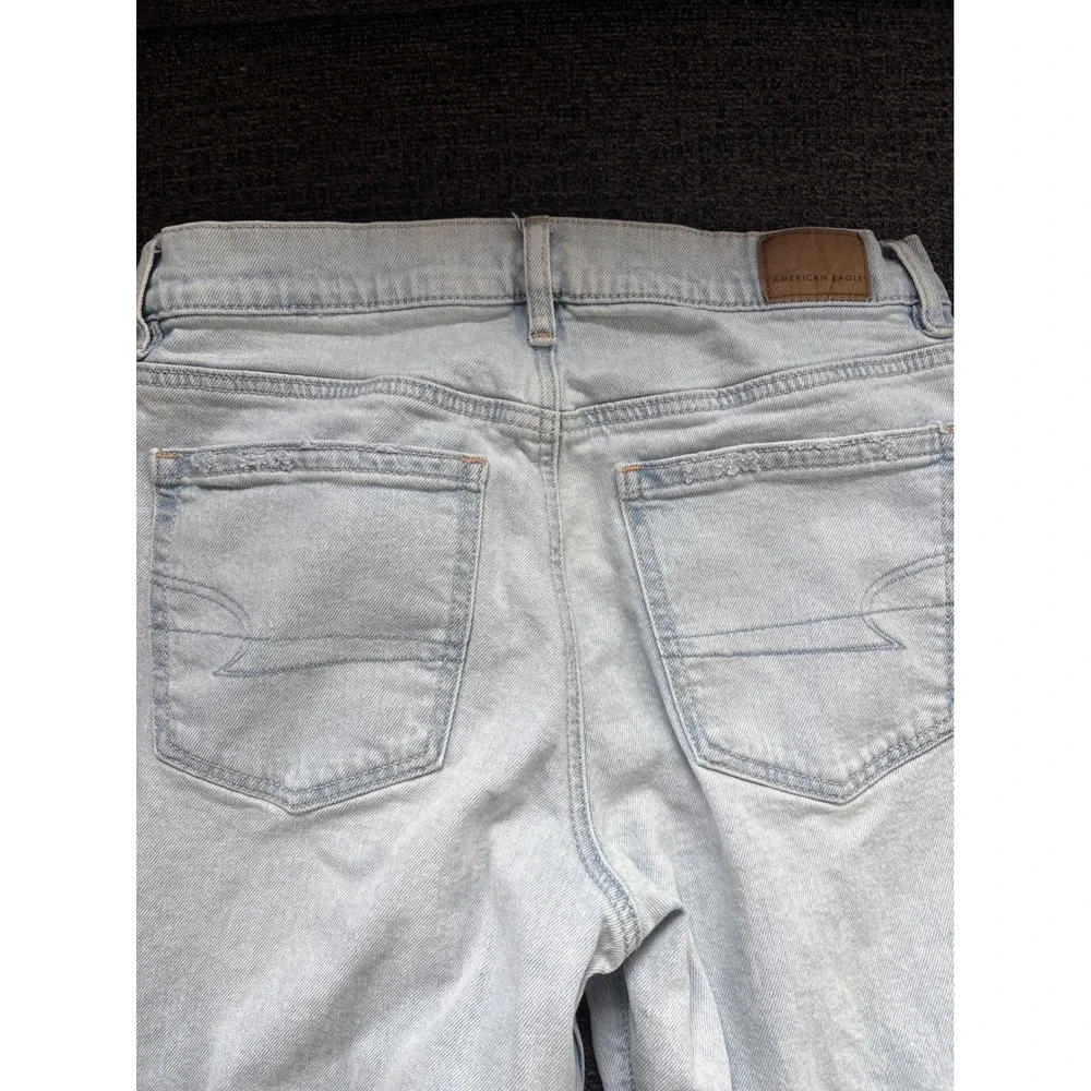 American Eagle Womens Light Wash High Rise Wide‎ Leg Baggy Denim Jeans 30x26